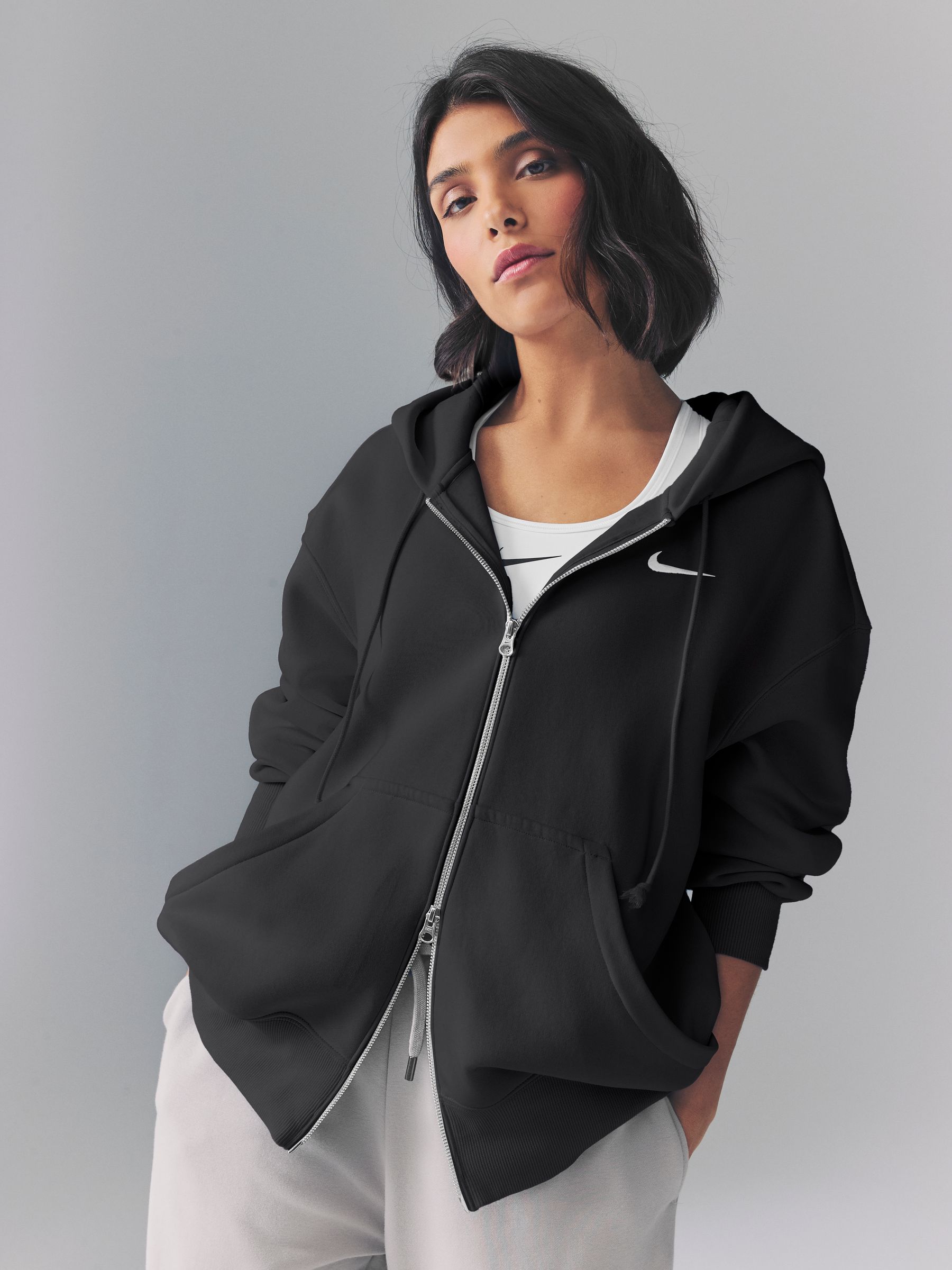 Nike black mini swoosh oversized hoodie 2025