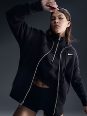 Nike Black Oversized Mini Phoenix Fleece Swoosh Full Zip Hoodie - Image 4 of 7