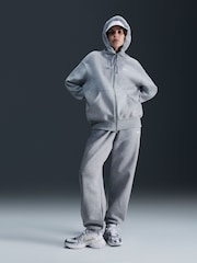 Nike Dark Grey Heather Oversized Mini Phoenix Fleece Swoosh Full Zip Hoodie - Image 1 of 1