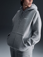 Nike Dark Grey Heather Oversized Mini Phoenix Fleece Swoosh Full Zip Hoodie - Image 3 of 10