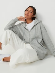 Nike Dark Grey Heather Oversized Mini Phoenix Fleece Swoosh Full Zip Hoodie - Image 6 of 10