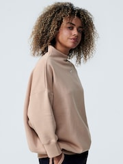 Nike Beige Mini Swoosh Oversized Mock Sweatshirt - Image 10 of 14