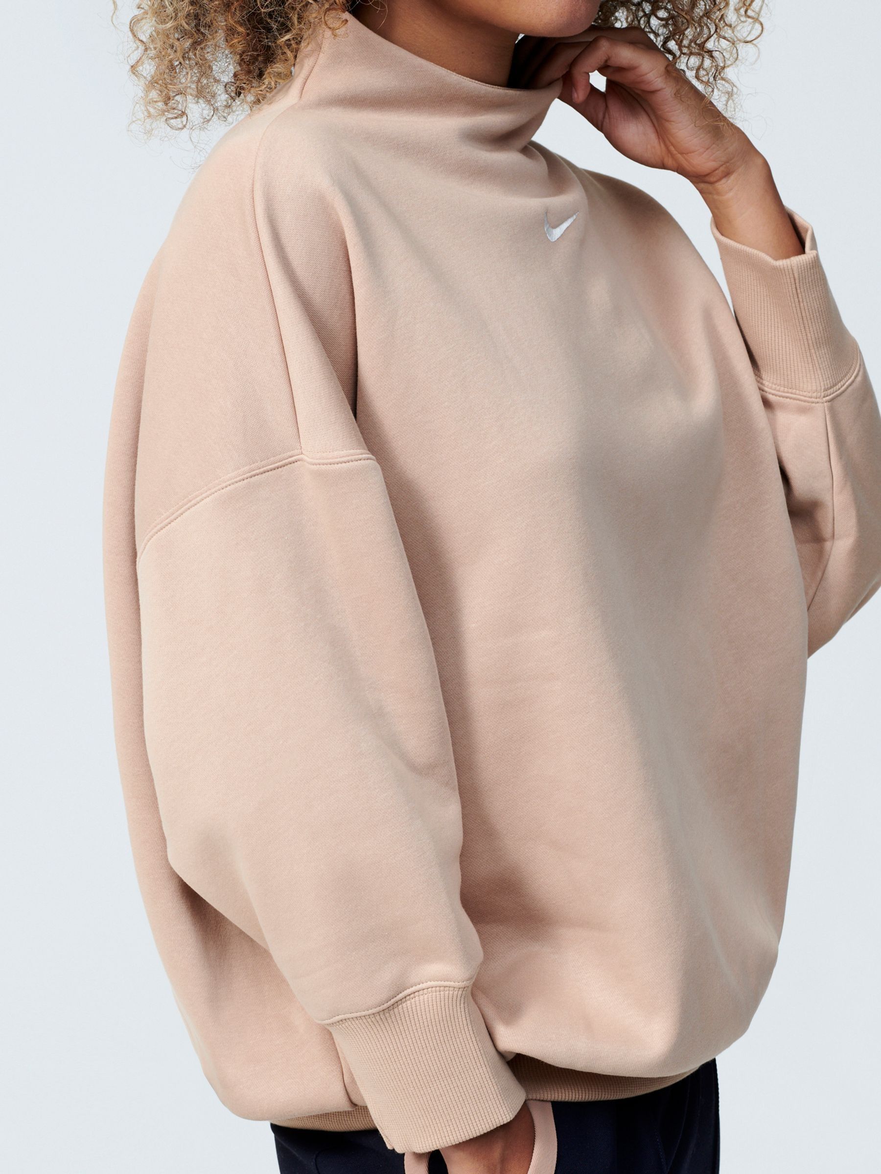Buy Nike Beige Mini Swoosh Oversized Mock Sweatshirt from Next Luxembourg