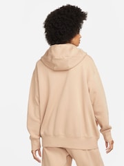 Nike Beige Oversized Phoenix Fleece Mini Swoosh Full Zip Hoodie - Image 2 of 8