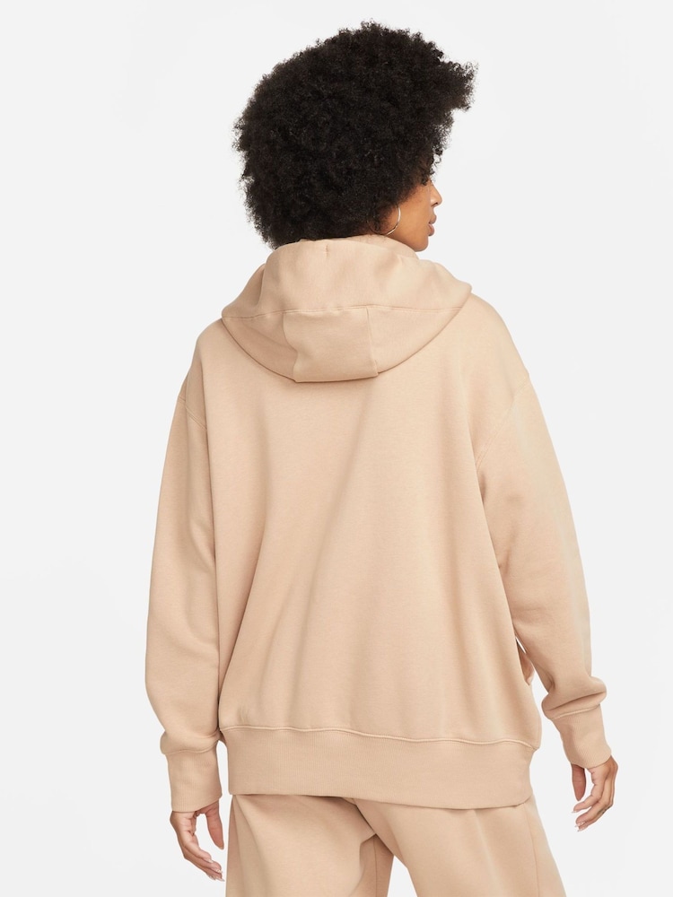 Nike Beige Oversized Phoenix Fleece Mini Swoosh Full Zip Hoodie - Image 2 of 8