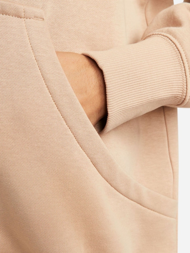 Nike Beige Oversized Phoenix Fleece Mini Swoosh Full Zip Hoodie - Image 6 of 8