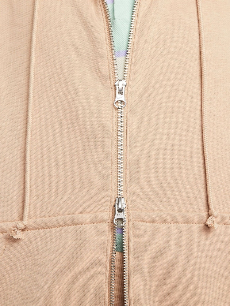 Nike Beige Oversized Phoenix Fleece Mini Swoosh Full Zip Hoodie - Image 7 of 8