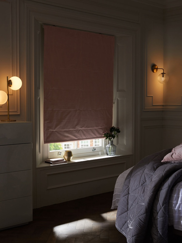 Pink Light Ready Made Blackout Matte Velvet Roman Blinds - Image 2 of 6