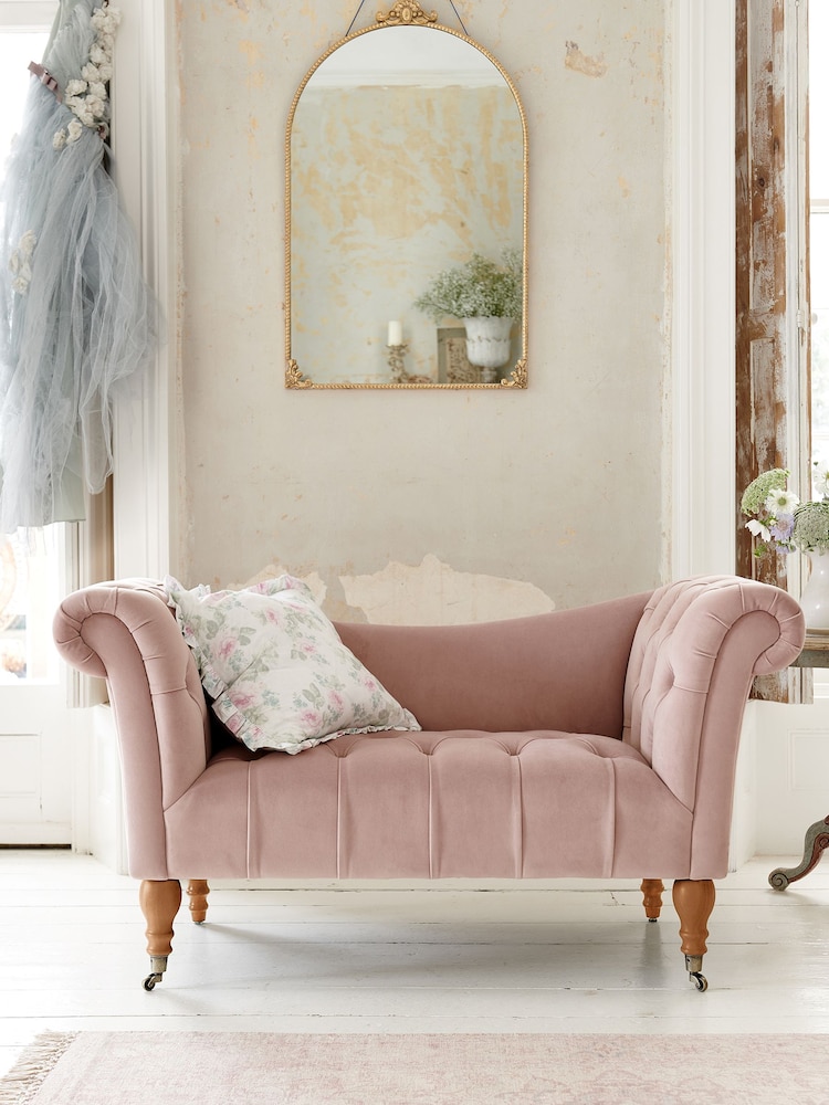 Shabby Chic by Rachel Ashwell® Velvet Blush Delilah Loveseat Sofa Accent Chair - Image 1 of 6