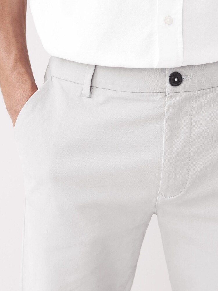 Light Grey Straight Stretch Chinos Trousers - Image 4 of 6
