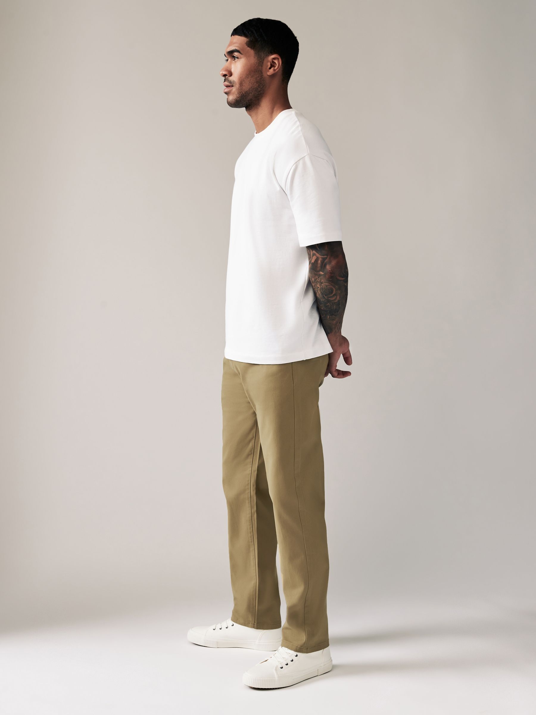 Buy Tan Light Straight Fit Stretch Chinos Trousers from Next USA