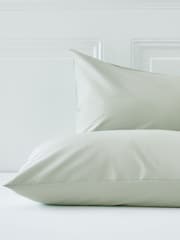 Set of 2 Green Pale Sage Cotton Rich Pillowcases - Image 2 of 2