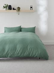 Sage Green Easy Care Polycotton Plain Duvet Cover and Pillowcase Set - Image 1 of 5