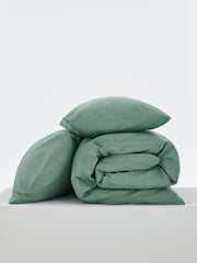 Sage Green Easy Care Polycotton Plain Duvet Cover and Pillowcase Set - Image 3 of 5