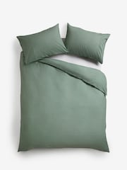 Sage Green Easy Care Polycotton Plain Duvet Cover and Pillowcase Set - Image 4 of 5