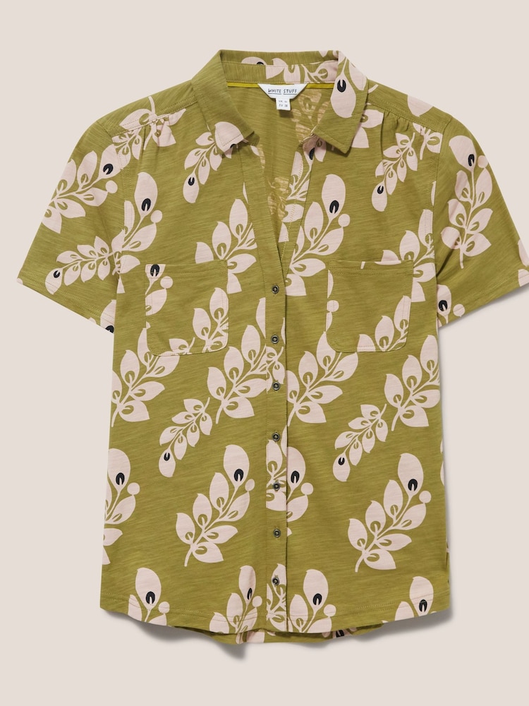 White Stuff Green Penny Pocket Jersey Shirt - Image 1 of 4