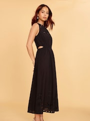 Another Sunday Midi Dress With Broderie Cut-Out In Black - Image 2 of 6