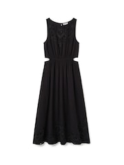 Another Sunday Midi Dress With Broderie Cut-Out In Black - Image 4 of 6