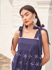 Another Sunday Embroidered Cami 100% Cotton Top With Tie Strap In - Image 1 of 6
