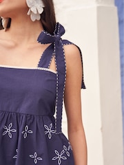 Another Sunday Embroidered Cami 100% Cotton Top With Tie Strap In - Image 3 of 6