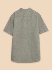 White Stuff Green Pembroke Short Sleeve 100% Linen Shirt - Image 6 of 6