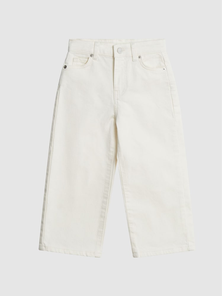 Reiss White Adele Junior Cropped Wide Leg Jeans - Image 2 of 7