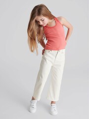 Reiss White Adele Junior Cropped Wide Leg Jeans - Image 4 of 7