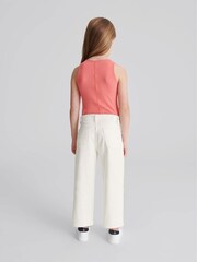 Reiss White Adele Junior Cropped Wide Leg Jeans - Image 5 of 7