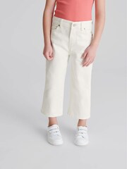 Reiss White Adele Junior Cropped Wide Leg Jeans - Image 6 of 7