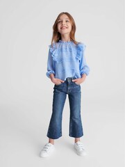 Reiss Mid Blue Febe Jr Kick Flared Jeans - Image 1 of 6