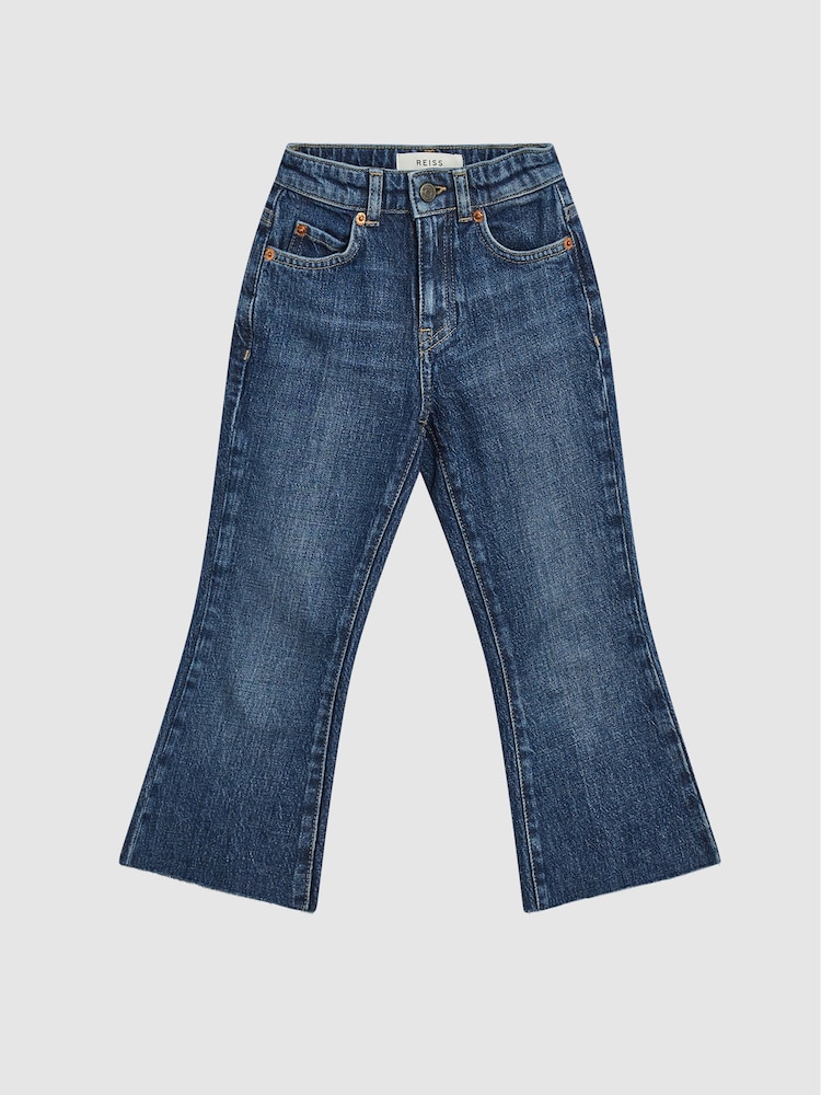 Reiss Mid Blue Febe Jr Kick Flared Jeans - Image 2 of 6
