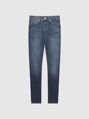 Reiss Washed Indigo James Jersey Slim Fit Washed Jeans - Image 2 of 7