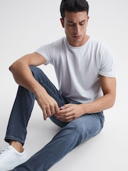 Reiss Washed Indigo James Jersey Slim Fit Washed Jeans - Image 6 of 7