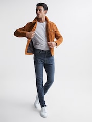 Reiss Washed Indigo James Jersey Slim Fit Washed Jeans - Image 7 of 7