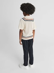 Reiss Stone Smithy Junior Cuban Collar Striped Textured Shirt - Image 4 of 5