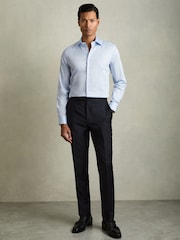 Reiss Blue Frontier Slim Fit Cotton Blend Shirt - Image 1 of 5