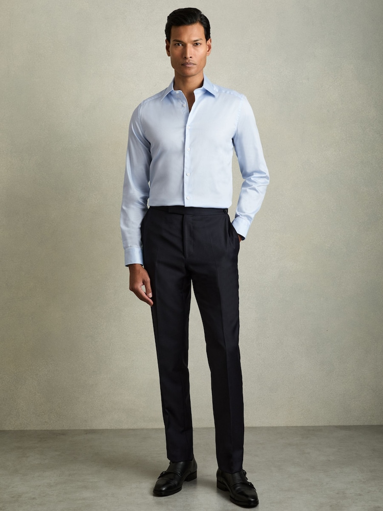 Reiss Blue Frontier Slim Fit Cotton Blend Shirt - Image 1 of 5
