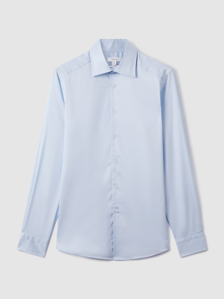 Reiss Blue Frontier Slim Fit Cotton Blend Shirt - Image 2 of 5