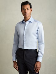 Reiss Blue Frontier Slim Fit Cotton Blend Shirt - Image 3 of 5