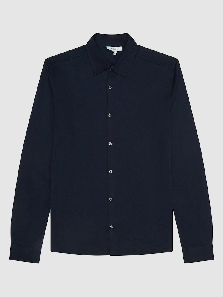 Azul marino - Camisa de punto mercerizado Baron de Reiss - Imagen 2 de 7