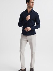 Azul marino - Camisa de punto mercerizado Baron de Reiss - Imagen 3 de 7