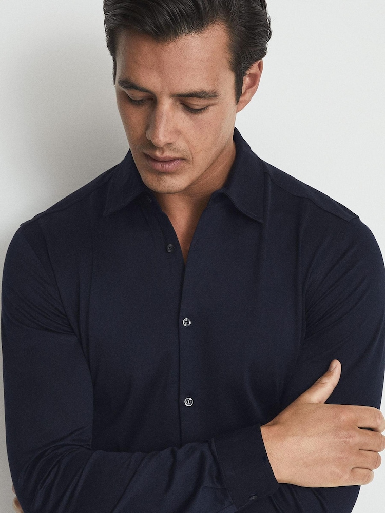 Azul marino - Camisa de punto mercerizado Baron de Reiss - Imagen 7 de 7