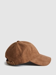 Reiss Tobacco Stewie Suedette Leather Baseball Cap - Image 1 of 5