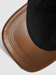 Reiss Tobacco Stewie Suedette Leather Baseball Cap - Image 2 of 5
