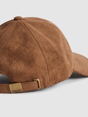 Reiss Tobacco Stewie Suedette Leather Baseball Cap - Image 3 of 5