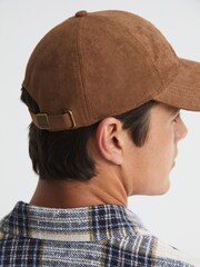 Reiss Tobacco Stewie Suedette Leather Baseball Cap - Image 4 of 5