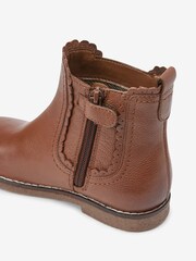 Tan Brown Leather Scallop Premium Chelsea Boots - Image 4 of 4