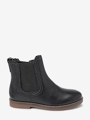 Black Leather Scallop Premium Chelsea Boots - Image 1 of 4