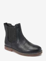 Black Leather Scallop Premium Chelsea Boots - Image 2 of 4