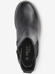 Black Leather Scallop Premium Chelsea Boots - Image 3 of 4